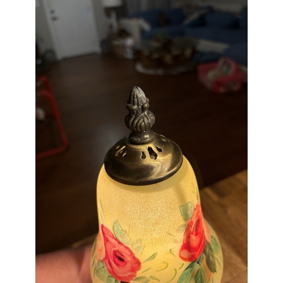 Dale Tiffany Hand Painted RoseBell Lamp Gift Set Candle Holder Wooden Jewelry Bo - Picture 11 of 16